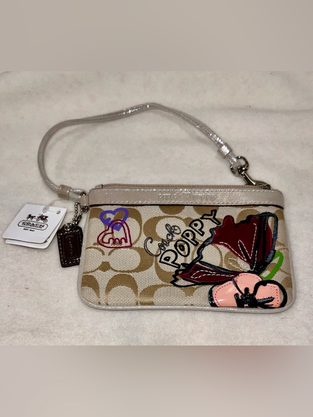 NWT Vintage Coach Poppy Butterfly Graffiti Wristlet Signature Jacquard Rare